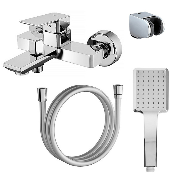 Смеситель для ванны и душа Azario HARDCORE с ручным душем, хром (AZ-VKM238277C)