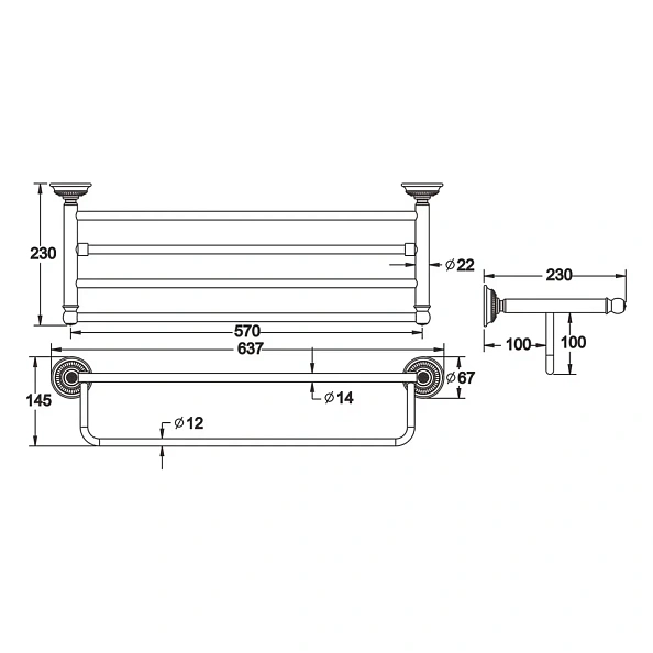 Полка для полотенец Rose RG1408Q, бронза