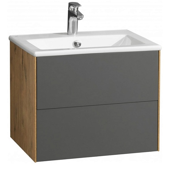 1A2580K1AJA00 Набор Aquaton: 1A258001AJA00 Тумба-умывальник Сохо 60 Дуб Веллингтон/ 1WH501606 РаковинаЭлина 60