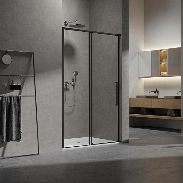 Душевая дверь Vincea Slim (VDS-6SL120CLB) 1200х2000 мм, черный, стекло прозрачное