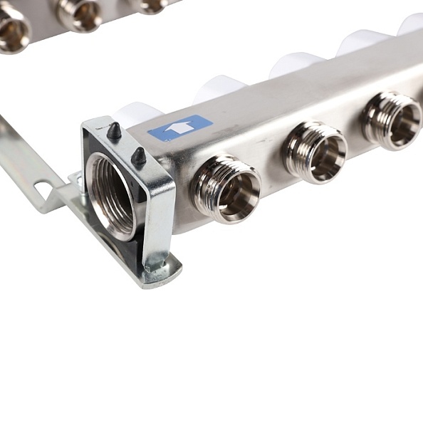 Коллектор Rommer 1"x3/4" на 8 контуров с запорными клапанами (нерж. сталь) (RMS-3201-000008)