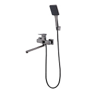 Смеситель Prohanss для ванны и душа универсальный поворотный излив 30 см, графит (P60.22.09)