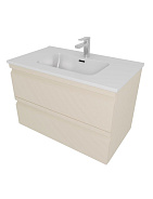 AQ77060-LC Комплект мебели: Тумба 60см ВЕГА с раковиной AQ0460-00, 2 ящика, цвет капучино светлый