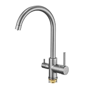 Смеситель для кухни с подключением фильтра Shevanik S128T, оружейная сталь