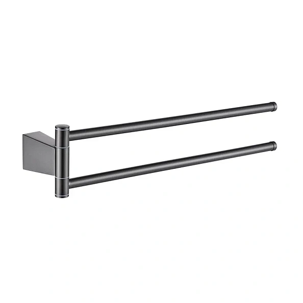 Полотенцедержатель поворотный двойной Shevanik SG5707T, оружейная сталь