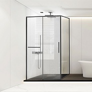 Душевой уголок Vincea Slim Soft (VSR-1SS1015CLGM) 1500х1000 мм, вороненая сталь, стекло прозрачное