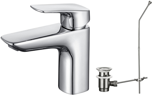 Смеситель для раковины AQUATEK ВЕГА 97, с донным клапаном, AQ1011CR