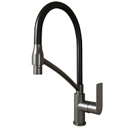 Смеситель для кухни 35k MIXLINE МЛ33-108Г(ML33-108GR)"Сити " гибкий излив с фикс.бок.ручка  ГРАФИТ (556596)