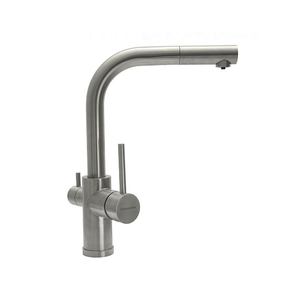 Смеситель для кухни с выдвижным изливом и подключением фильтра Florentina КРИСТАЛЛ 333.33H.2123.900, нержавеющая сталь