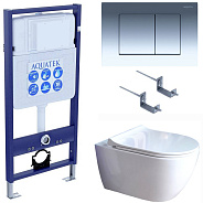 SET AQUATEK ПОЛАРИС (рама AQUATEK Standard INS-0000012+унитаз ПОЛАРИС AQ0700-01 с тонким сиденьем soft-close+ крепеж KKI-0000002 +панель KDI-0000010)