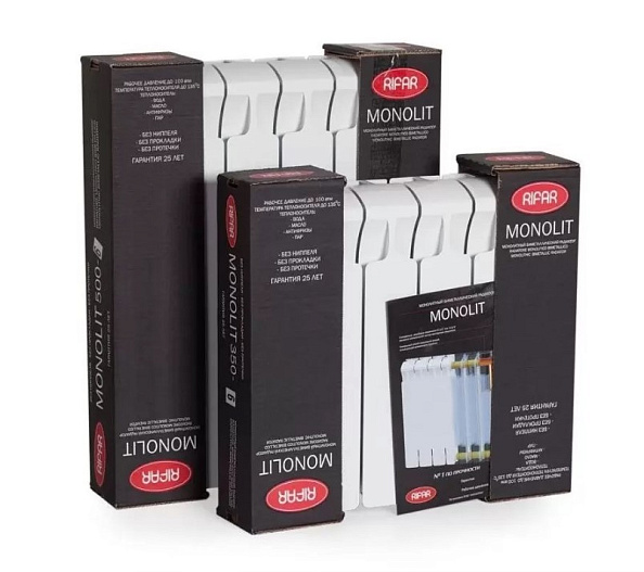 Биметаллический радиатор Rifar Monolit 500, 8 секций, белый, боковое подключение