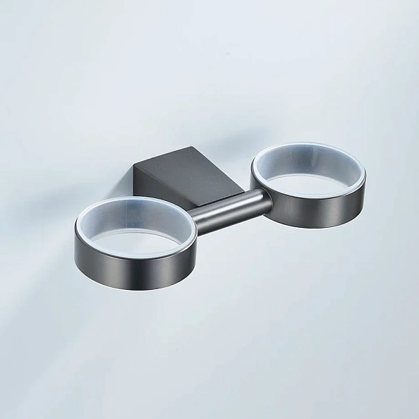 Стакан для ванной комнаты двойной Shevanik SG5722T, оружейная сталь