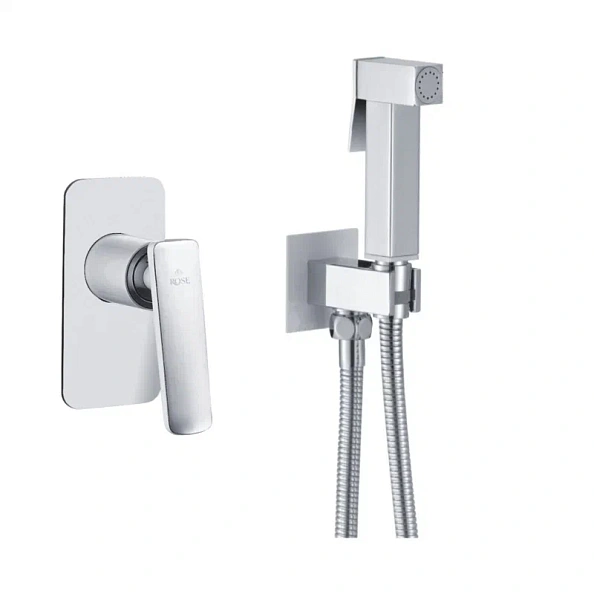 Гигиенический душ со смесителем Rose R1605F, белый/хром