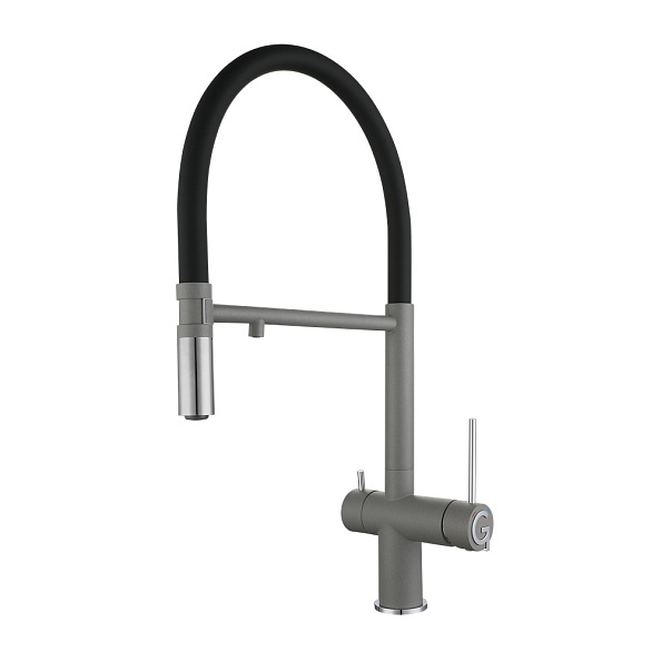 Смеситель для кухни с подключением фильтра Rivelato Adria 1523517, серый/хром