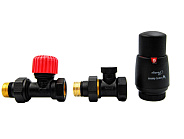 Комплект подключения Vario Term Elegant 1/2" (черный матовый) термостатический прямой (ELGS0224C/FP)