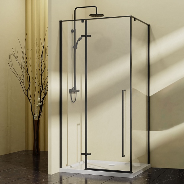 Душевой уголок Vincea Slim-N (VSR-5SN9010CLB) 1000х900 мм, черный, стекло прозрачное