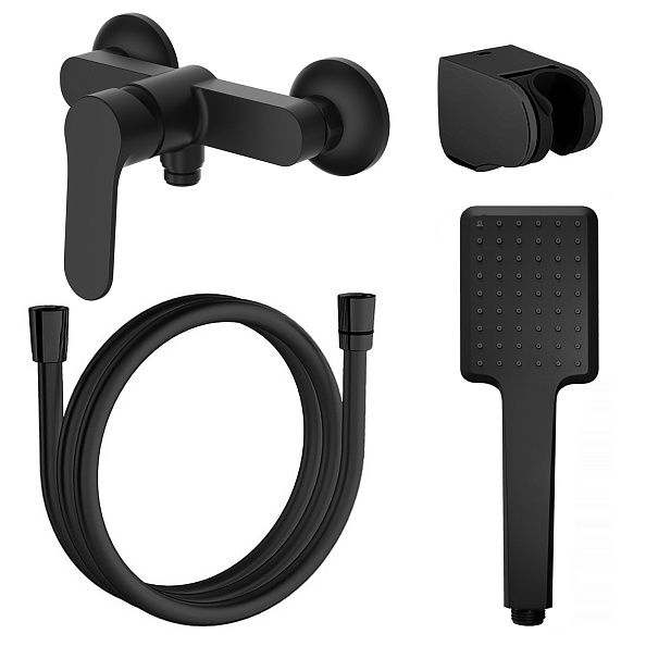Смеситель для душа Azario ELVIS с ручным душем, керамический картридж, черный матовый (AZ-WWK338155PA)