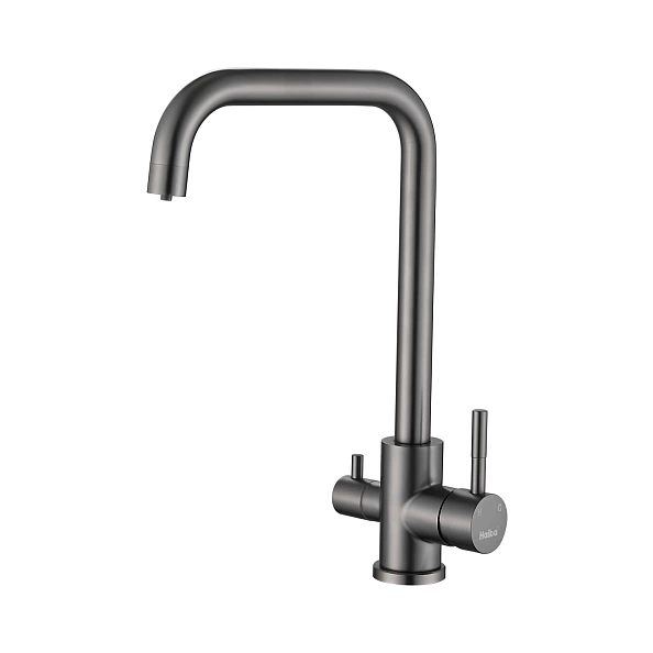 Смеситель для кухни с подключением фильтра воды Haiba HB76820-3, оружейная сталь