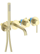 AQ1344BG ЕВРОПА смеситель для ванны встроенный (внешняя и скрытая часть), шлиф.золото