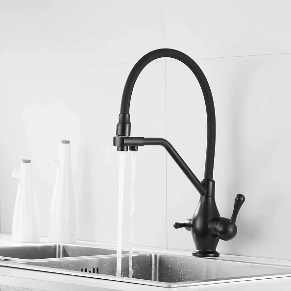 Смеситель для кухни Rose R858H, черный
