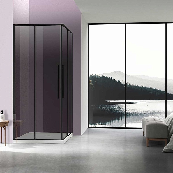 Душевой уголок Vincea Slim-N (VSS-4SN900CGB) 900х900 мм, черный, стекло тонированное