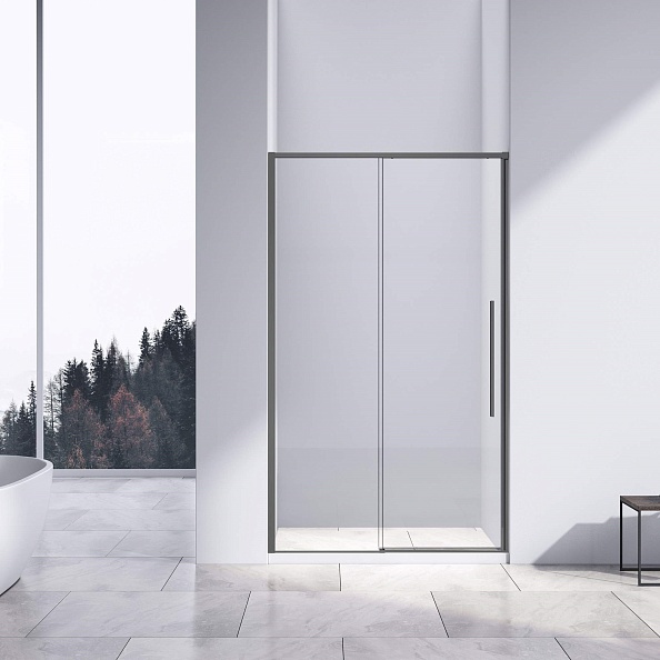 Душевая дверь Vincea Slim-N (VDS-4SN140CLGM) 1400х1950 мм, вороненая сталь, стекло прозрачное