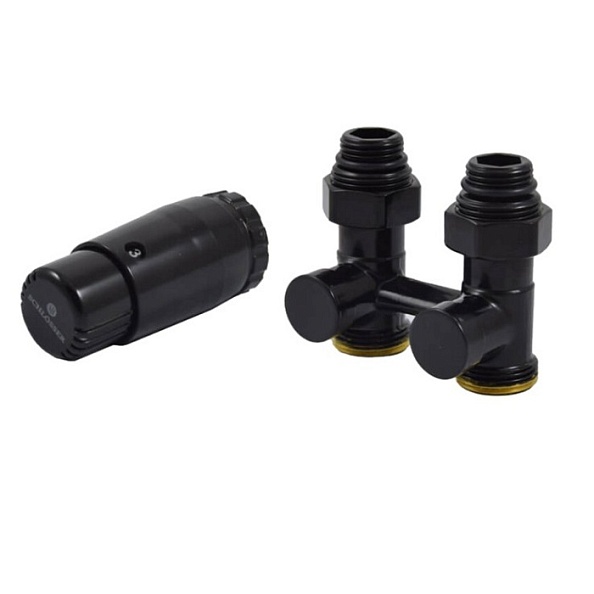 Комплект узла нижнего подкл SCHLOSSER прямой STANDARD 3/4" (Ral 9005) с термогол. М30х1,5, ниппеля 1/2"Х3/4" (600800066 Ral 9005)