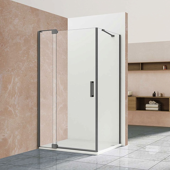 Душевой уголок Vincea Extra (VSR-1E101190CLGM) 1000/1100х900 мм, вороненая сталь, стекло прозрачное