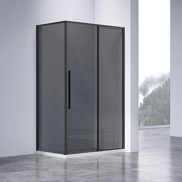 Душевой уголок Vincea Slim-N (VSR-4SN9013CGB) 1300х900 мм, черный, стекло тонированное