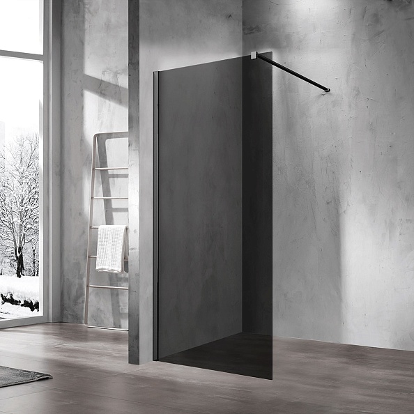Душевая перегородка Vincea Walk-In (VSW-1H100CGB) 1000х2000 мм, черный матовый, стекло тонированное