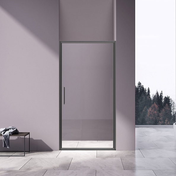 Душевая дверь Vincea Slim 8mm (VDP-4SL100CLGM) 1000х1950 мм, вороненая сталь, стекло прозрачное