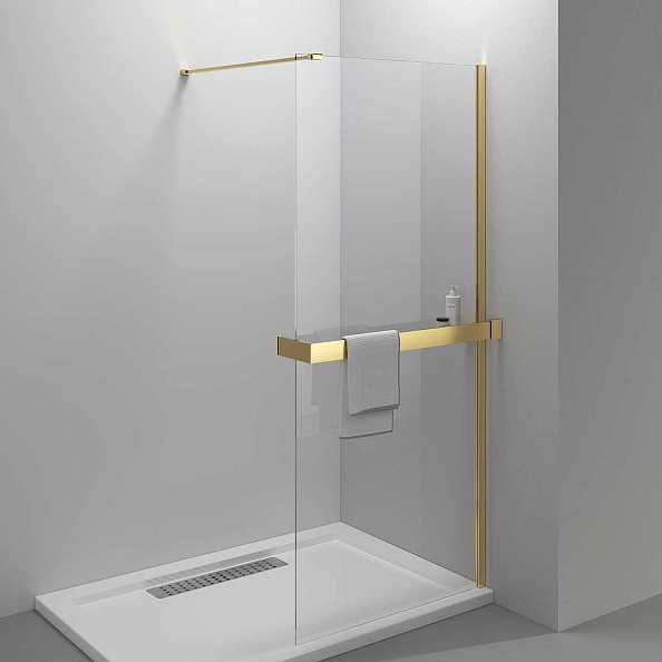 Душевая перегородка Vincea Walk-In HR (VSW-4HR800CLG) 800х2000 мм, брашированное золото, стекло прозрачное