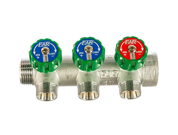 Коллектор FAR 3/4"х1/2" на 3 отвода евроконус (ВР-НР) (FK 3822 3412)