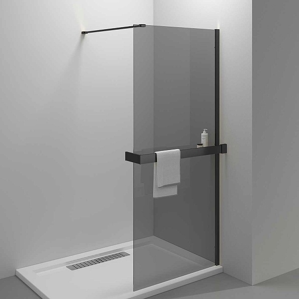 Душевая перегородка Vincea Walk-In HR (VSW-4HR800CGB) 800х2000 мм, черный, стекло тонированное