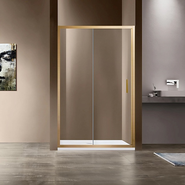 Душевая дверь Vincea Garda (VDS-1G115CLG) 1150х1900 мм, брашированное золото, стекло прозрачное