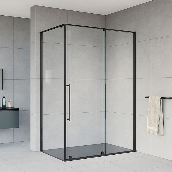 Душевой уголок Vincea Arno (VSR-1A9012CLB) 1200х900 мм, черный, стекло прозрачное